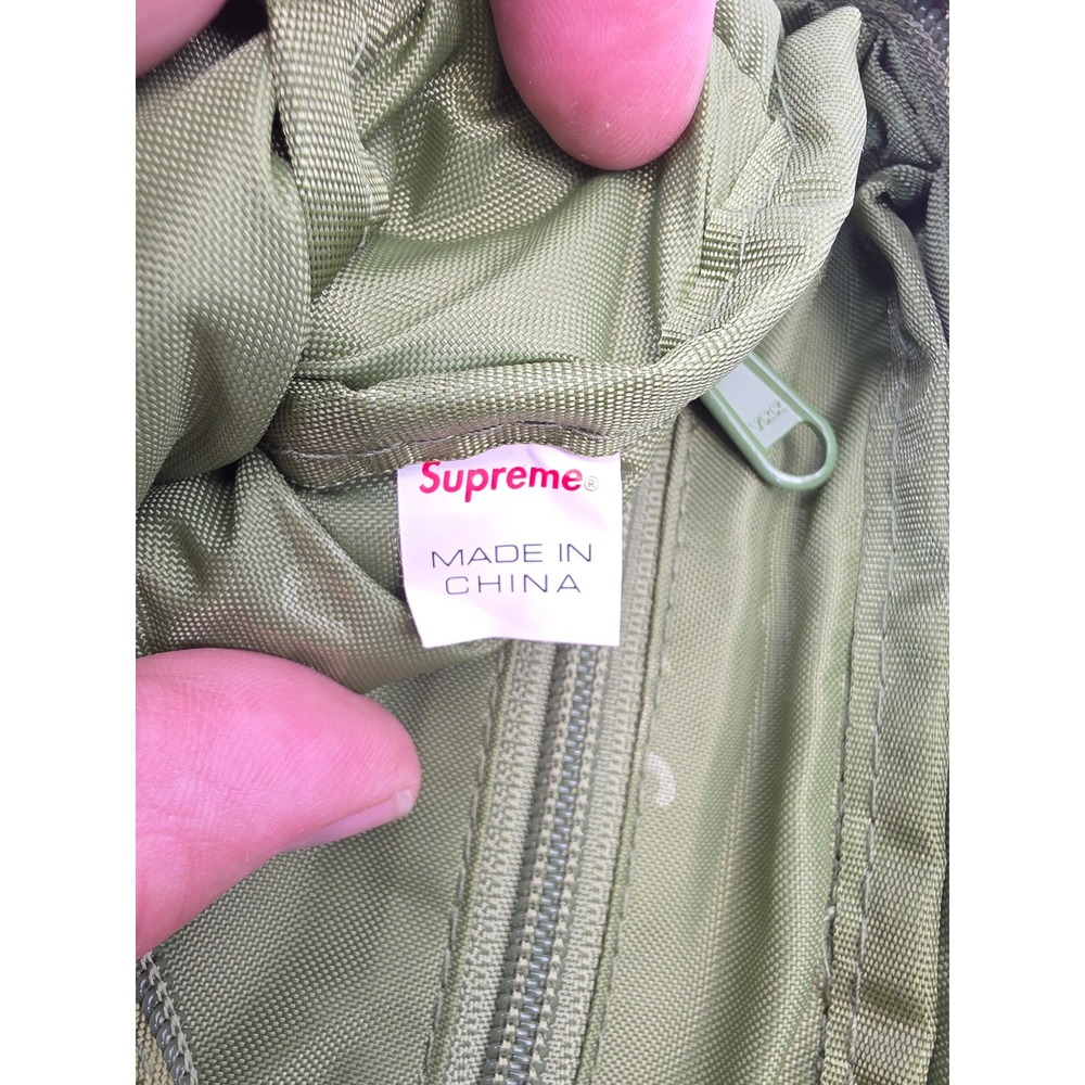 Supreme Cordura Shoulder Bag Olive Green Embossed Logo Crossbody FW22 - Picture 5 of 8
